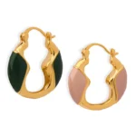 Weight-colored Glaze Hoop Earrings