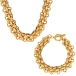 Gold Chunky Chain Toggle Necklace & Bracelet Bundle Set