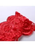 red floral lace cap sleeve teddy lingerie detail