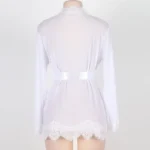 white sheer lace trim robe on mannequin back view
