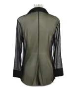 Sheer Mesh Button-Down Babydoll Sleep Shirt – Sexy Long Sleeve See-Through Chemise - Image 3