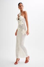 Floral Appliqué Crochet Maxi Dress - Image 11