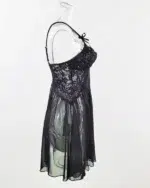 Sheer Lace Split Babydoll Lingerie Set with Panty – Sexy Mesh Chemise Nightdress - Image 15