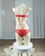 Crochet Lace Cutout Bowknot Decor Christmas Teddy Lingerie - Image 8