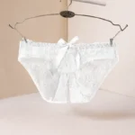 White low-rise open crotch lace panty hanging display