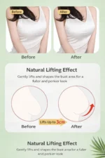 Before and after breast lift effect with invisible nude nipple covers