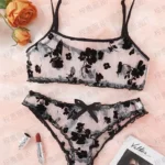 Lace Embroidery See-through Lingerie Set