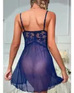 Sheer Lace Split Babydoll Lingerie Set with Panty – Sexy Mesh Chemise Nightdress - Image 44