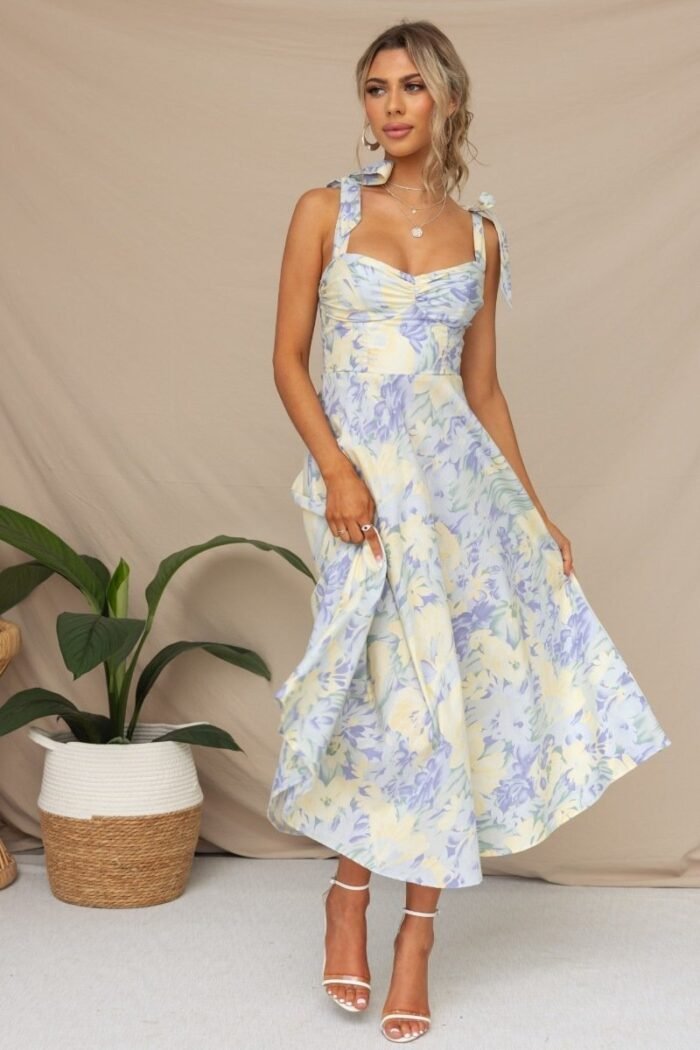 Printed Strap Midi Dress - Image 1
