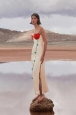 Rose Detailed High Slit Maxi Dress - Image 3