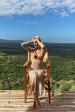 V-neck Collared Crochet Maxi Dress - Image 4