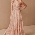 Printed Ruffle Lace Up Chiffon Maxi Dress