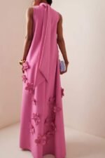 Flower Embellished Sleeveless Maxi Dress - Image 3