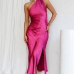 Cowl Halterneck Satin Midi Dress