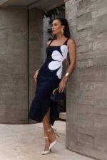 Floral Printed Cut-out Midi Dress - Image 9