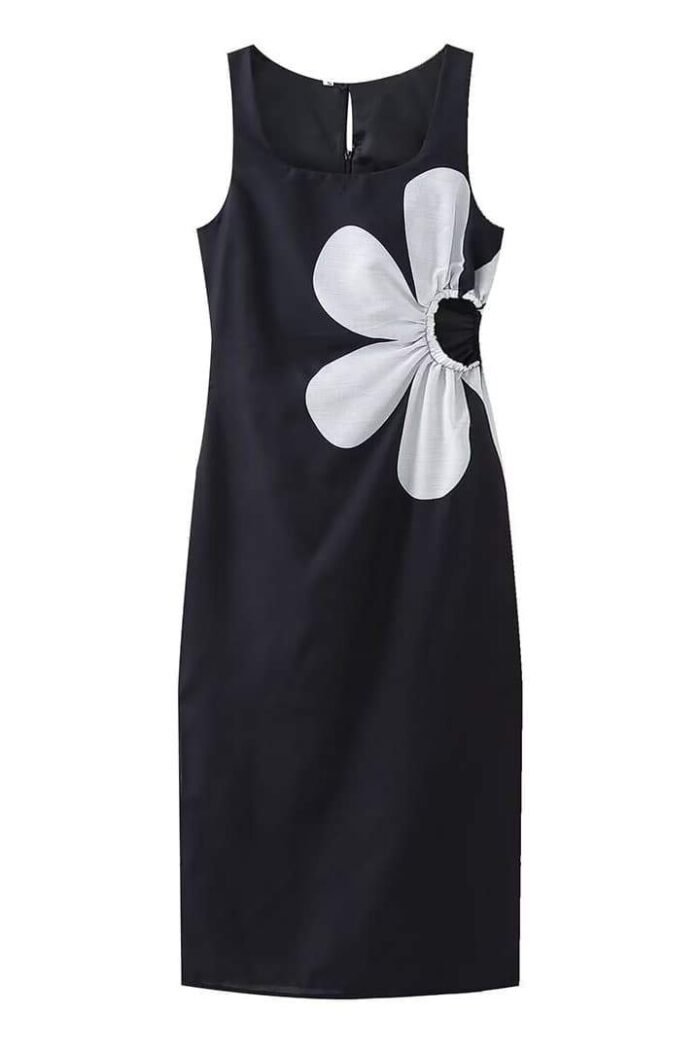 Floral Printed Cut-out Midi Dress - Image 13
