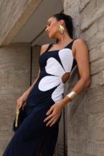 Floral Printed Cut-out Midi Dress - Image 12