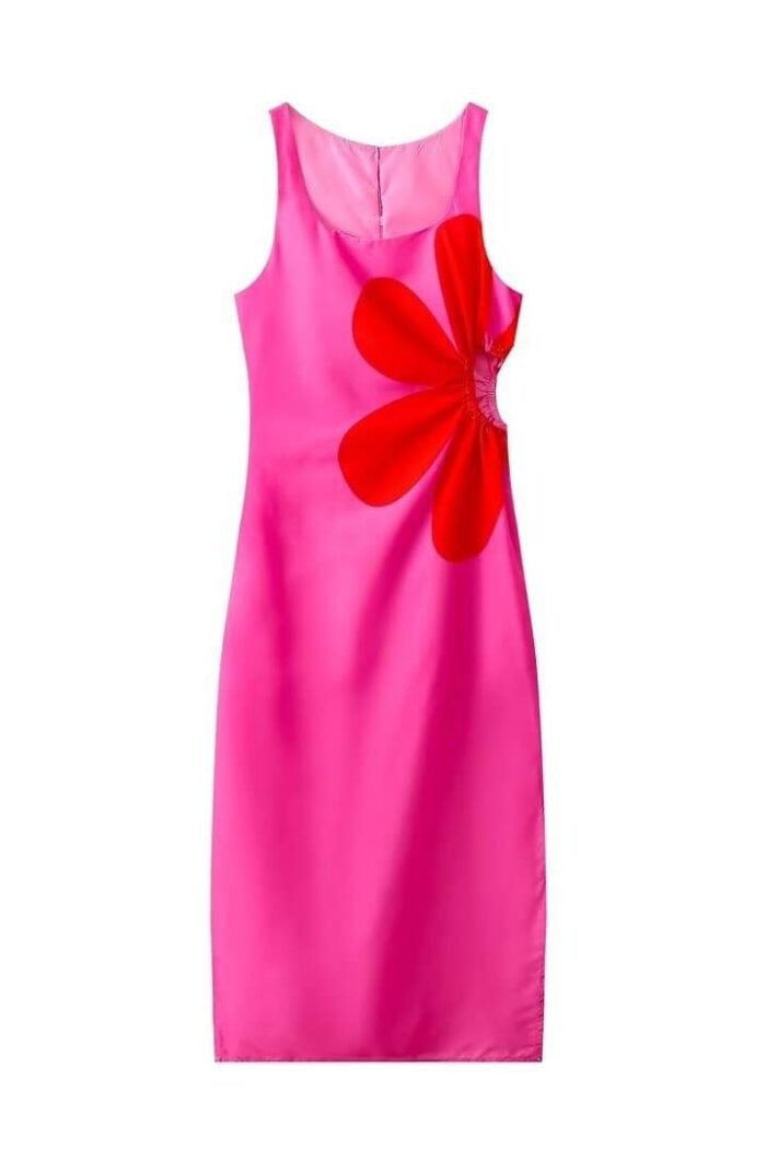 Floral Printed Cut-out Midi Dress - Image 6