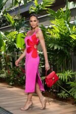 Floral Printed Cut-out Midi Dress