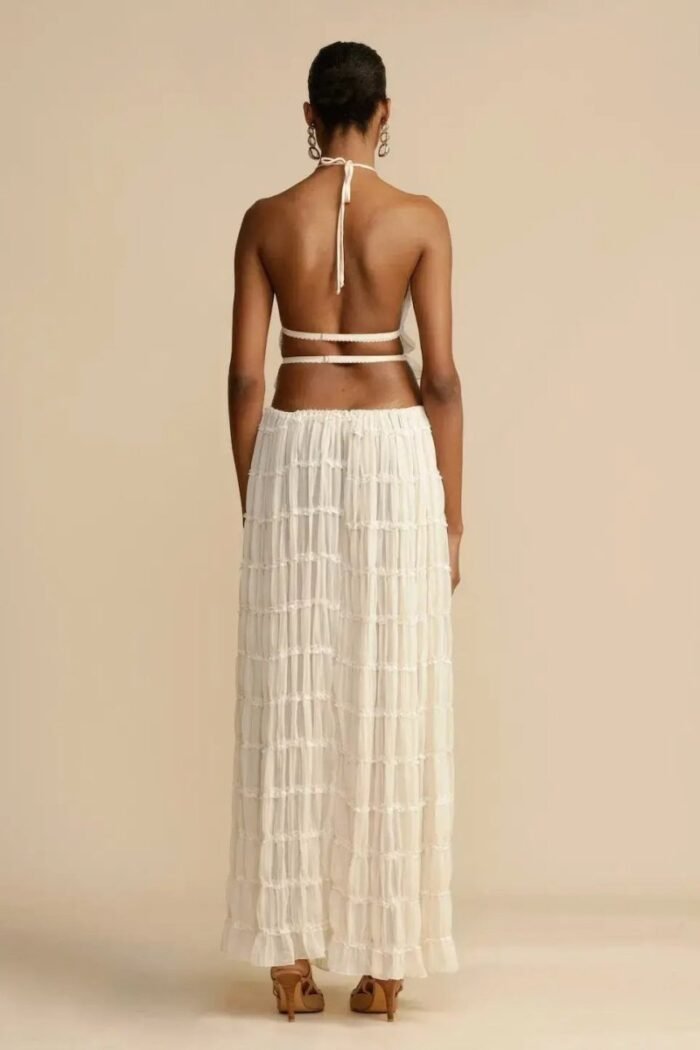 White Backless Pleated Set - Image 8