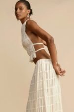 White Backless Pleated Set - Image 5