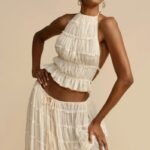 White Backless Pleated Set