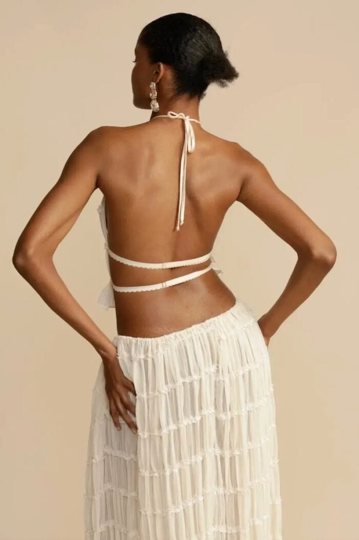 White Backless Pleated Set - Image 6