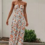 Floral Printed Halterneck Maxi Sundress