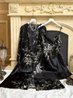 Sexy Floral Print Satin Robe Set Two Pieces - Image 14