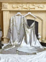 Sexy Floral Print Satin Robe Set Two Pieces - Image 21