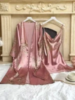 Sexy Floral Print Satin Robe Set Two Pieces - Image 27
