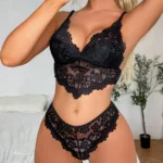 2Pcs Floral Lace Lingerie Set