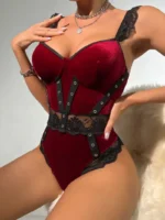 Velvet One Piece Bodysuit Sexy Lingerie - Image 3