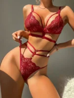Sexy Cutout See-through Lace Lingerie Set - Image 2