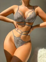 Sexy Cutout See-through Lace Lingerie Set - Image 12
