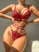 Sexy Cutout See-through Lace Lingerie Set - Image 5