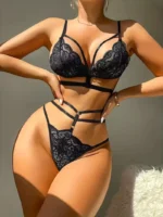 Sexy Cutout See-through Lace Lingerie Set - Image 7