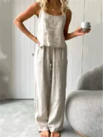 Women's Cotton And Linen Pajamas Sets - Image 2