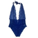 Blue Lace Backless Plunging Teddy Bodysuit Lingerie - Image 7