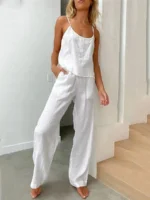 Women's Cotton And Linen Pajamas Sets - Image 4
