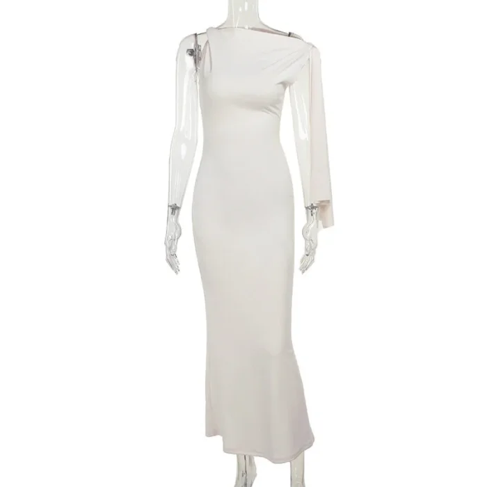 One-Shoulder Maxi Dress with Bow Accent - Image 7