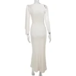 One-Shoulder Maxi Dress with Bow Accent - Image 9