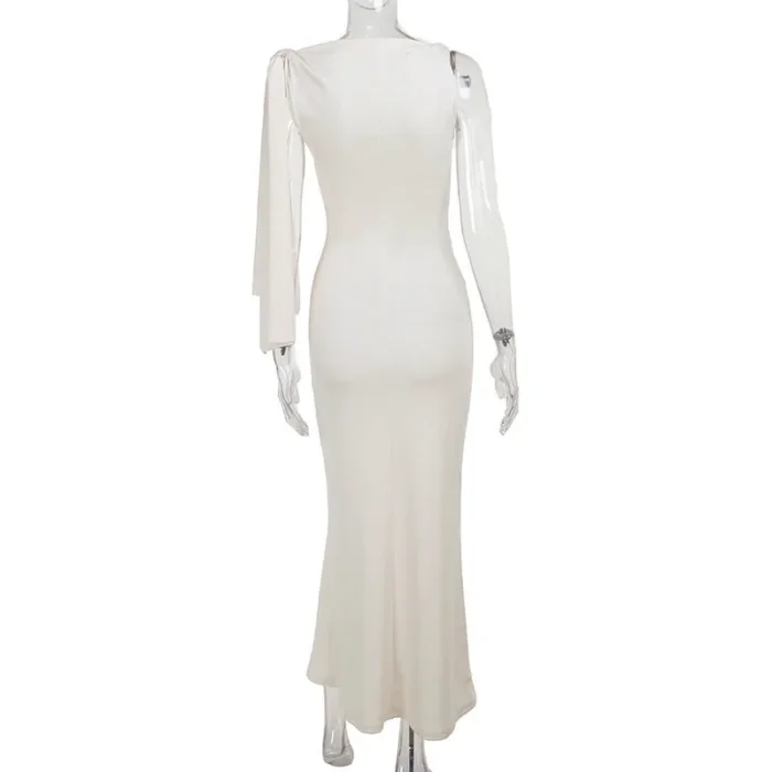 One-Shoulder Maxi Dress with Bow Accent - Image 9