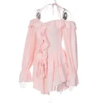 Blush Pink Off-Shoulder Ruffle Mini Dress - Image 4