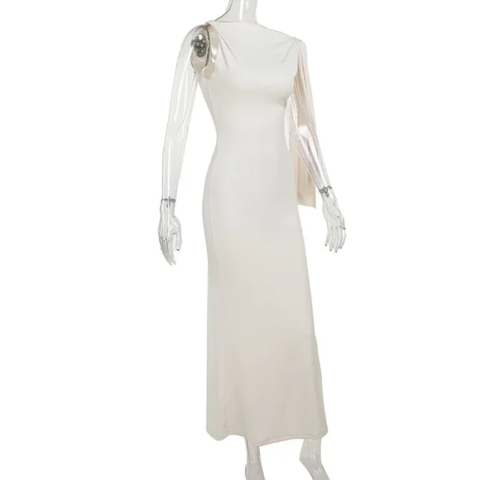One-Shoulder Maxi Dress with Bow Accent - Image 8