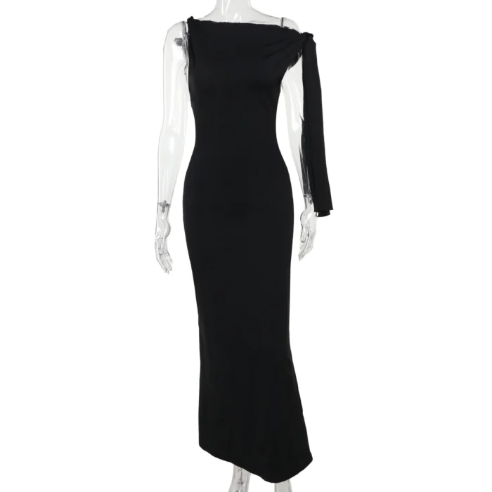 One-Shoulder Maxi Dress with Bow Accent - Image 13