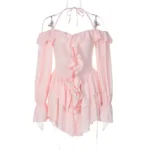 Blush Pink Off-Shoulder Ruffle Mini Dress - Image 3