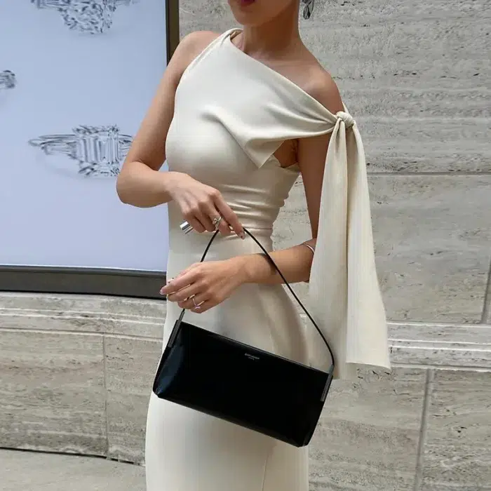 One-Shoulder Maxi Dress with Bow Accent - Image 6