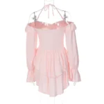 Blush Pink Off-Shoulder Ruffle Mini Dress - Image 5