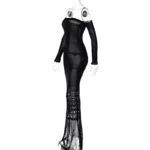 Off-Shoulder Knitted Bodycon Dress with Fringe Hem - Image 17